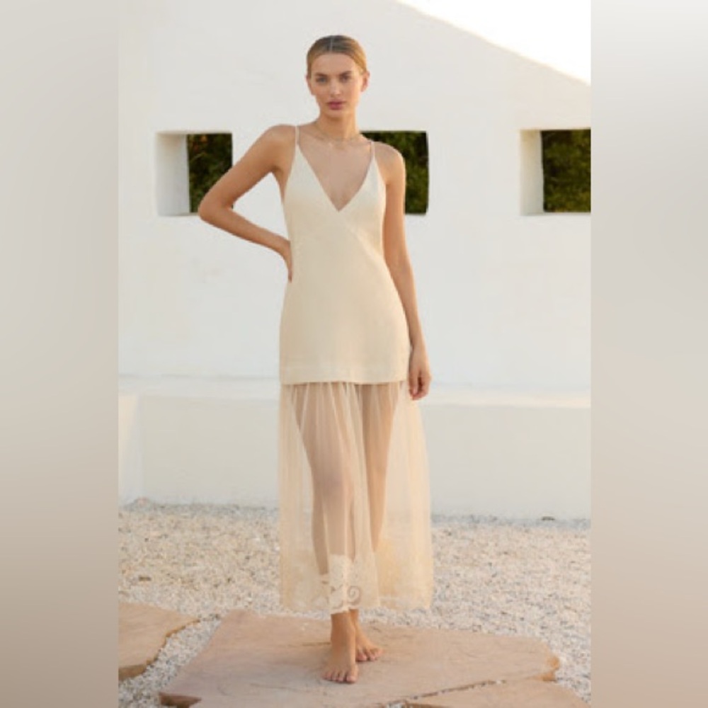 By Anthropologie Sleeveless Sheer Linen Maxi
Slip Dress, NWT! Size M